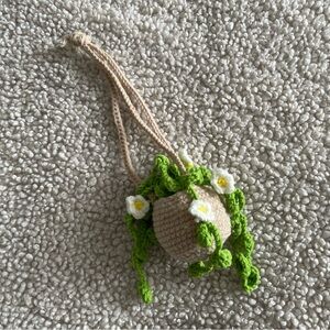 Crocheted hanging flower basket